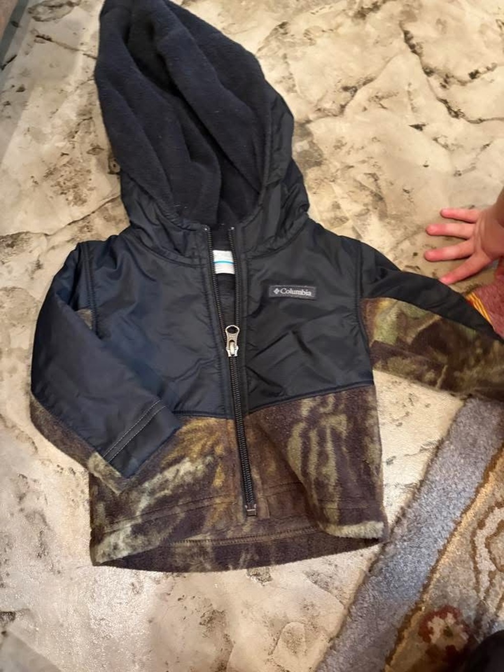 Columbia Navy and Olive Camo Kids Hooded Jacket
